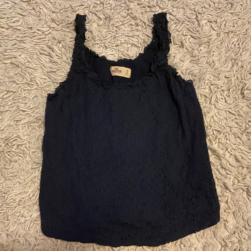 Hollister Dark Blue Textured Tank Top